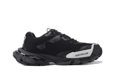 BALENCIAGA TRIPLE-S BLACK (WHITE LOGO) REPLICA - etkick reps