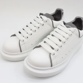 ALEXANDER MCQUEEN LEATHER PLATFORM TRAINERS SNEAKERS GRAY-WHITE REPS