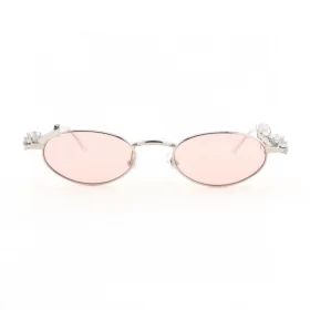 D'heygere Oval Optical Glasses (Silver Frame + Pink Lenses) REPS