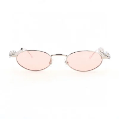 D'heygere Ovale optische Brille (Silberrahmen + rosa Gläser) REPS