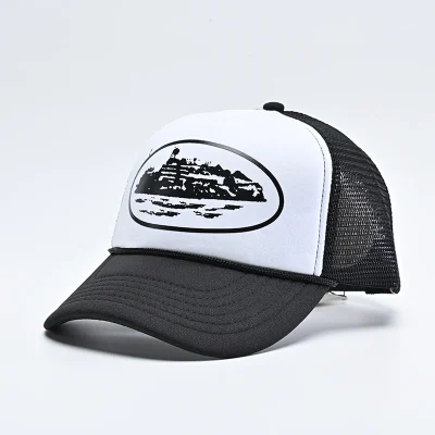 Corteiz Alcatraz Trucker Hat Black White Top Version REPS - etkick reps