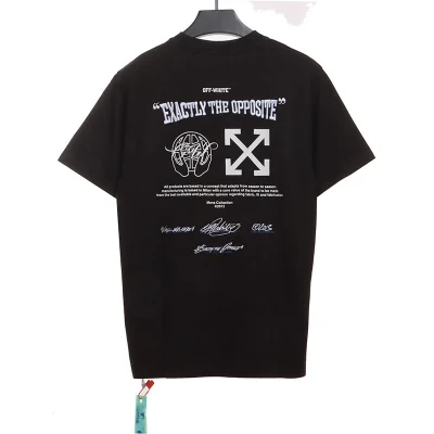 Off-White T-shirt with embroidered logo arrow slogan reps - etkick reps