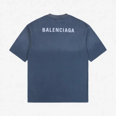 Balenciaga At The Back Blue Logo Print T-Shirt Reps - etkick reps