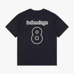 Balenciaga Black 8-Letter Logo Print On The Back T-Shirt Reps