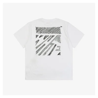 Off-White Irregular Lines Of Flying Thread Embroidery T-Shirt Reps - etkick reps