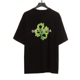 Balenciaga Green Lacquered Double B T-Shirt