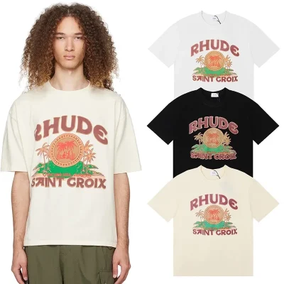 Rhude Saint Croix Coconut Tree Print T-Shirt - etkick reps au