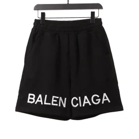 Balenciaga Black And White Embroidered Letter Shorts