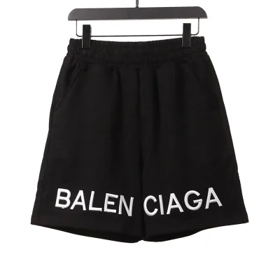 Balenciaga Black And White Embroidered Letter Shorts - etkick reps au