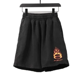 Balenciaga Black & Orange Flame Shorts