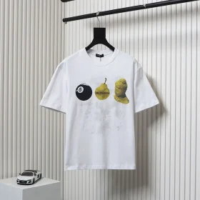 Balenci@Ga T-Shirt With Apple Fruit Print