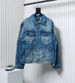 Balenciaga Denim Jacket With All-Over Laser Print