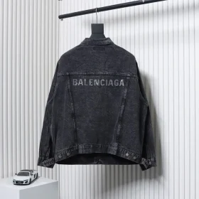 Balenciaga Denim Jacket With Letter Diamond Wash