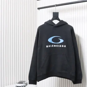 Balenciaga Loop Sports Blue Hoodie With Loop Print