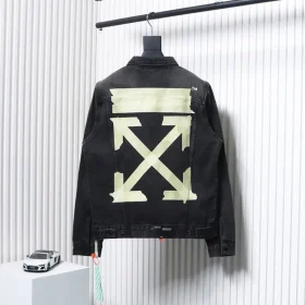 Off-White Yellow Striped Denim Jacket