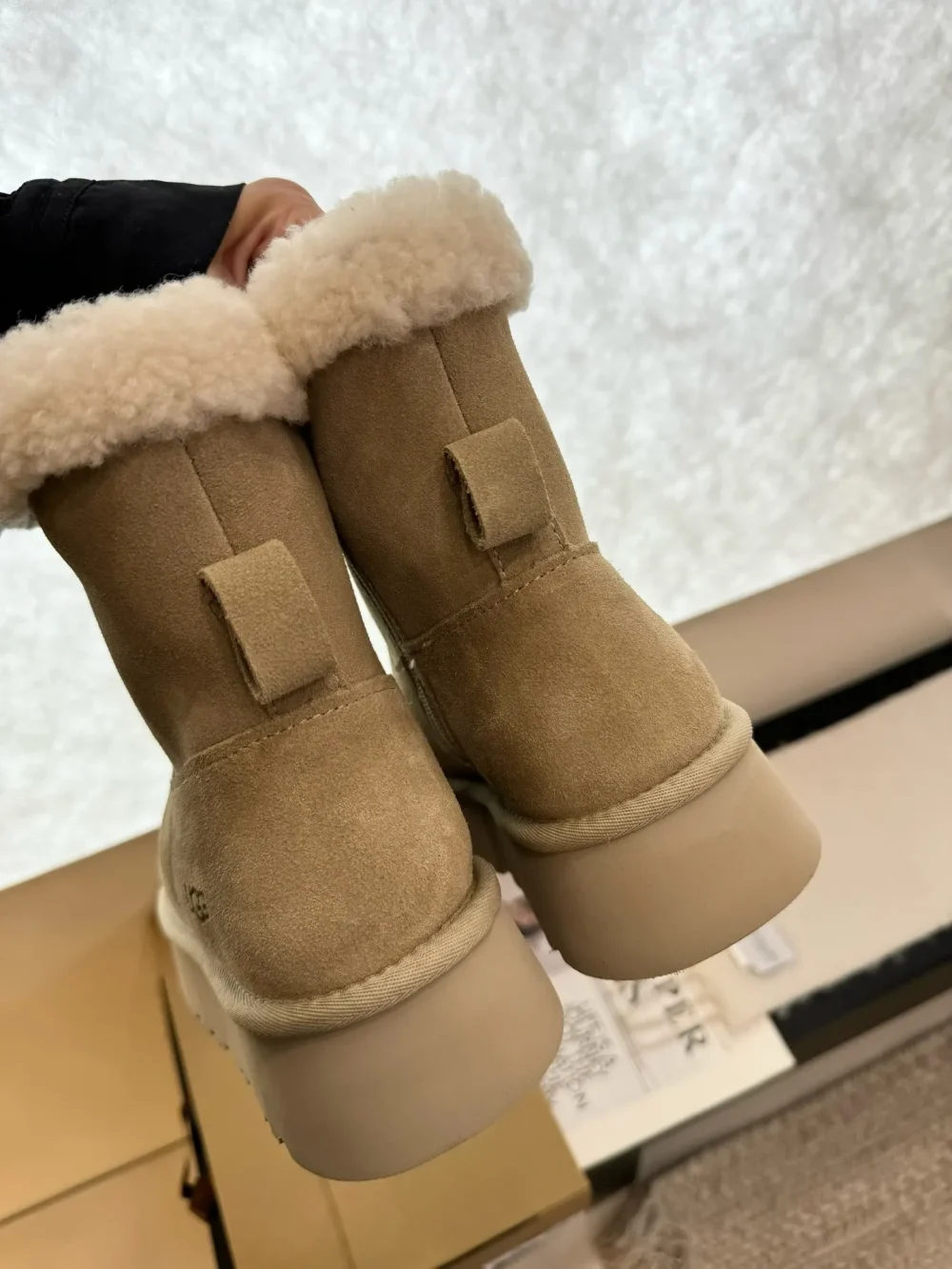 Retro Sheepskin Boots With Curly Zipper And Thick Soles In Coffee Color - etkick reps au