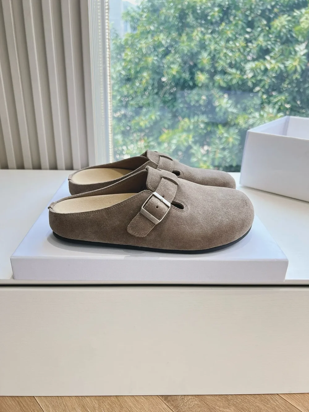 The Range Of Suede Slipper Top Version In Coffee Color - etkick reps au