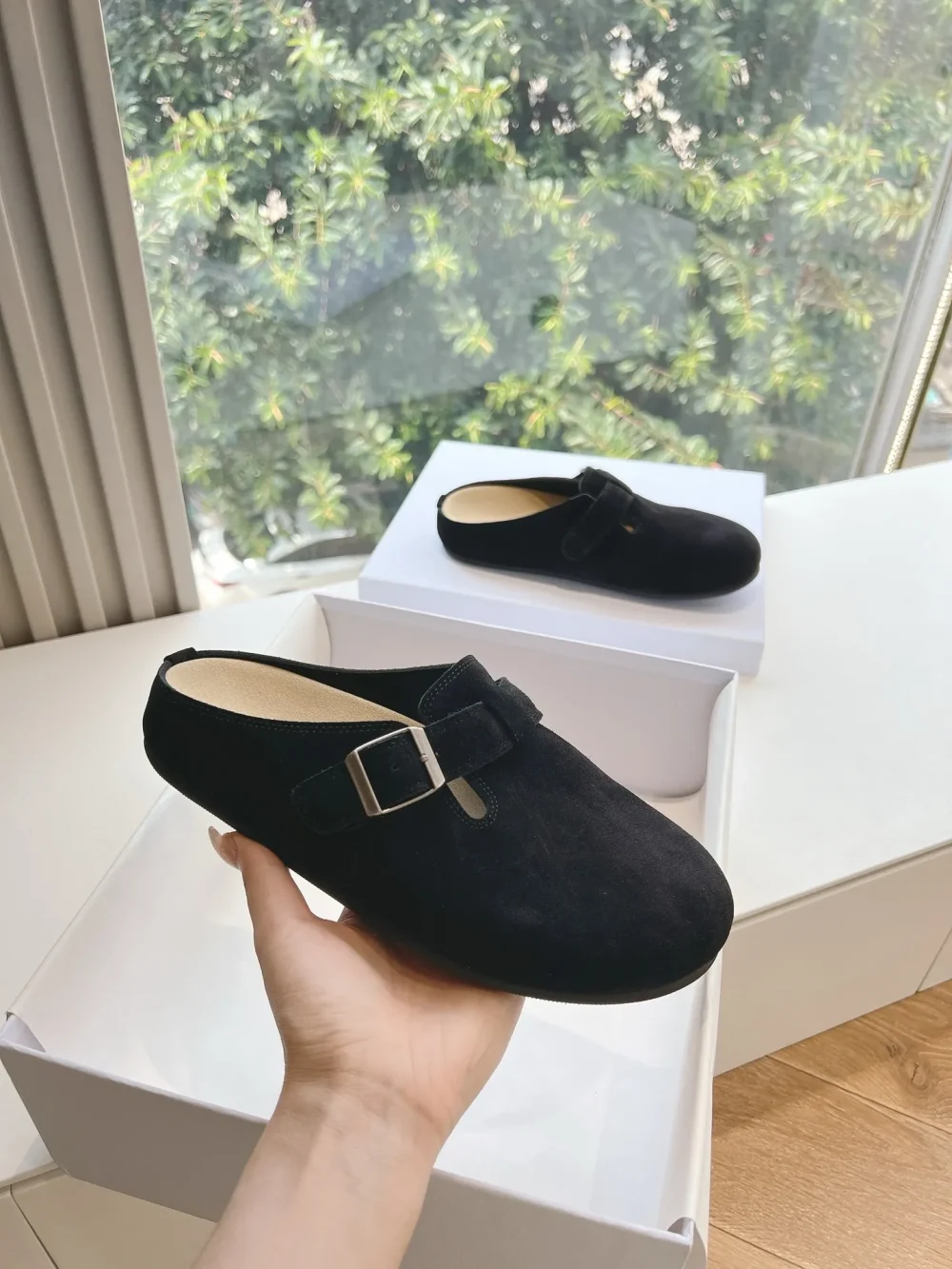 The Row suede slipper top version in black - etkick reps au