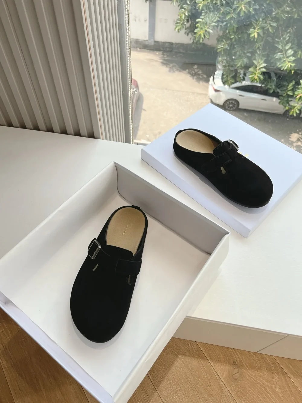 The Row suede slipper top version in black - etkick reps au