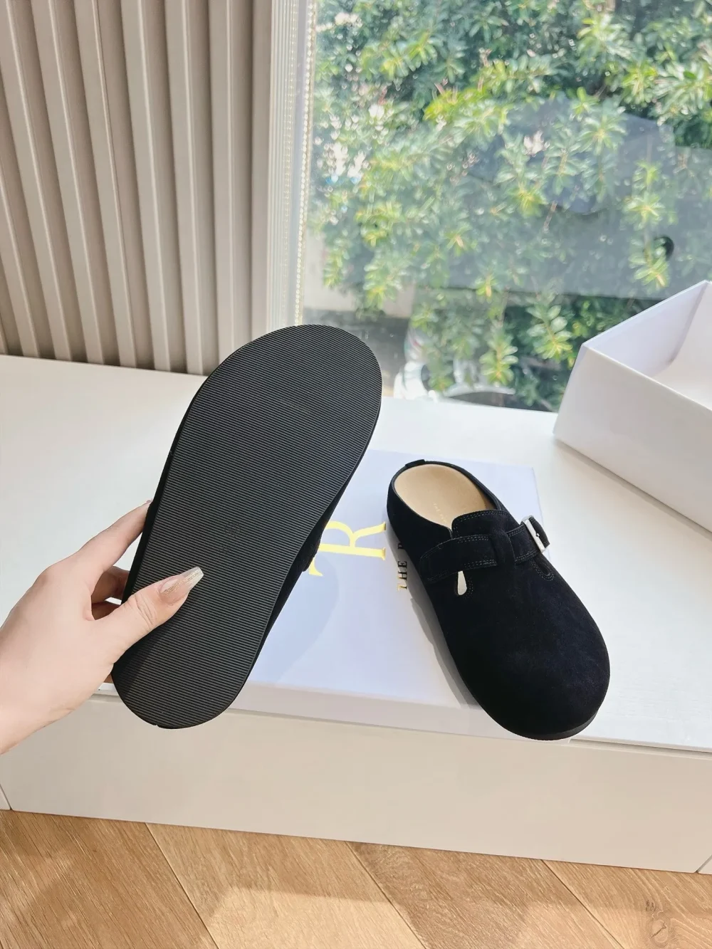 The Row suede slipper top version in black - etkick reps au