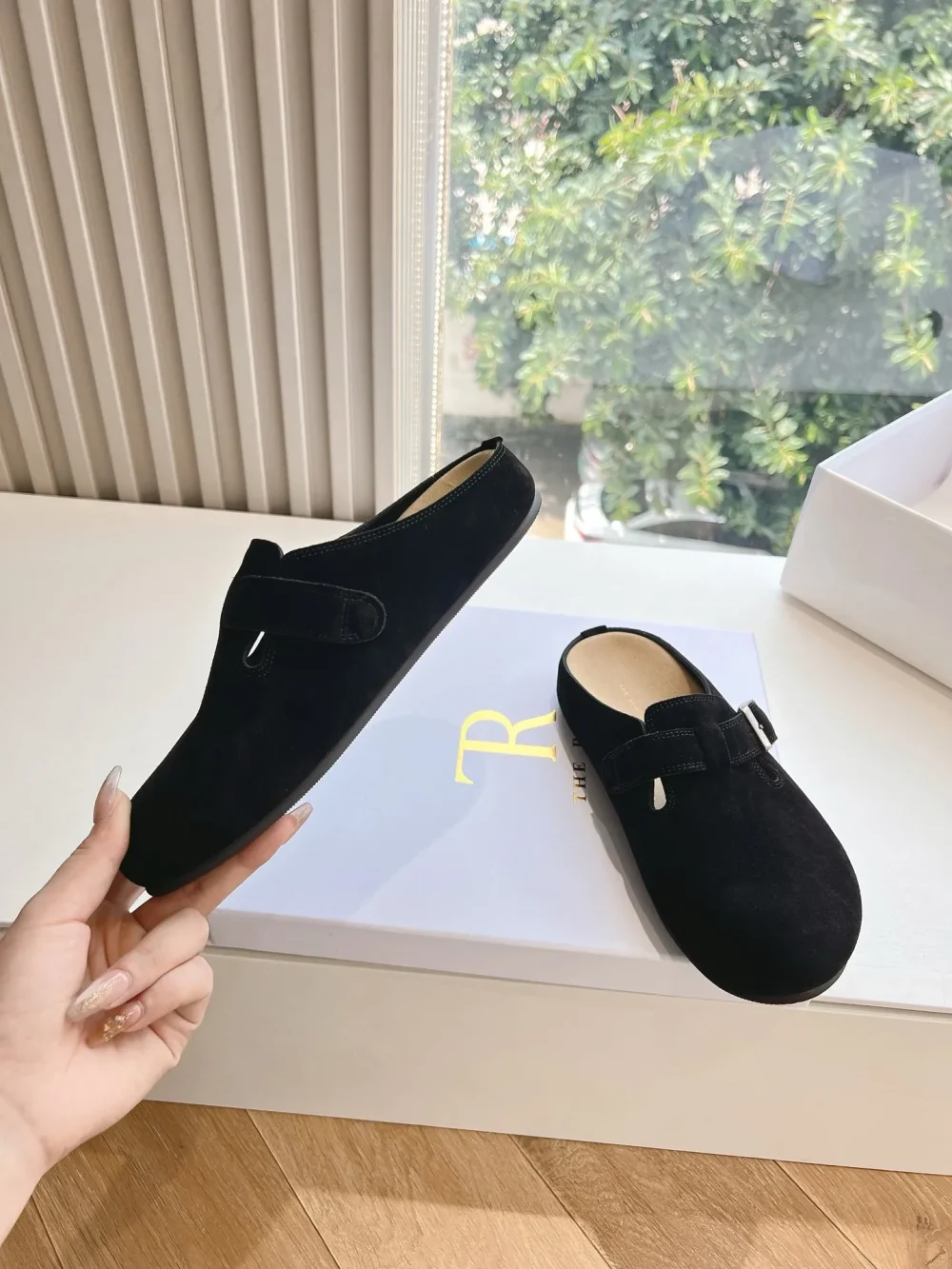 The Row suede slipper top version in black - etkick reps au