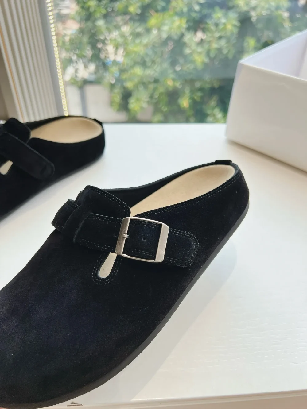 The Row suede slipper top version in black - etkick reps au