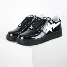 A BATHING APE STA sneakers with black mirror and white hook