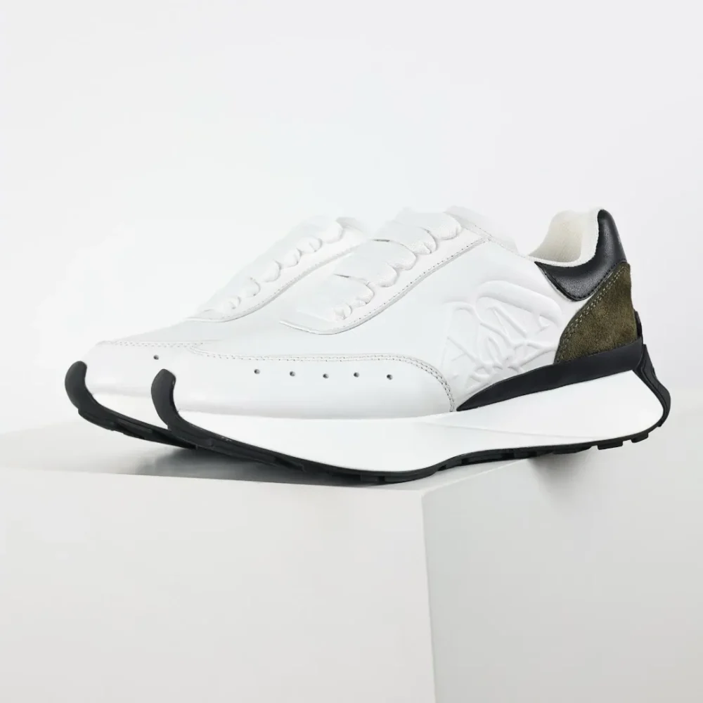 Alexander McQueen Sprint Runner Sneaker White Brown and Black - etkick reps au