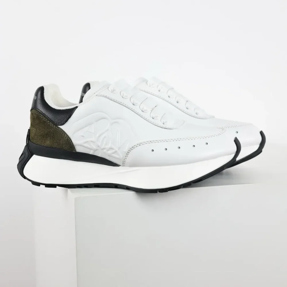 Alexander McQueen Sprint Runner Sneaker White Brown and Black - etkick reps au