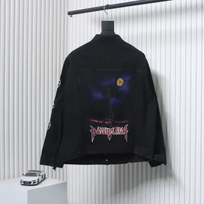 Balenciaga Washed Sanskrit Tower Denim Jacket - etkick reps au