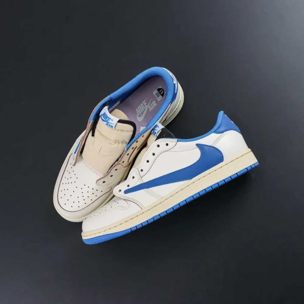 Fragment x Travis Scott x Air Jordan 1 Low White Cream Royal Blue - etkick reps au