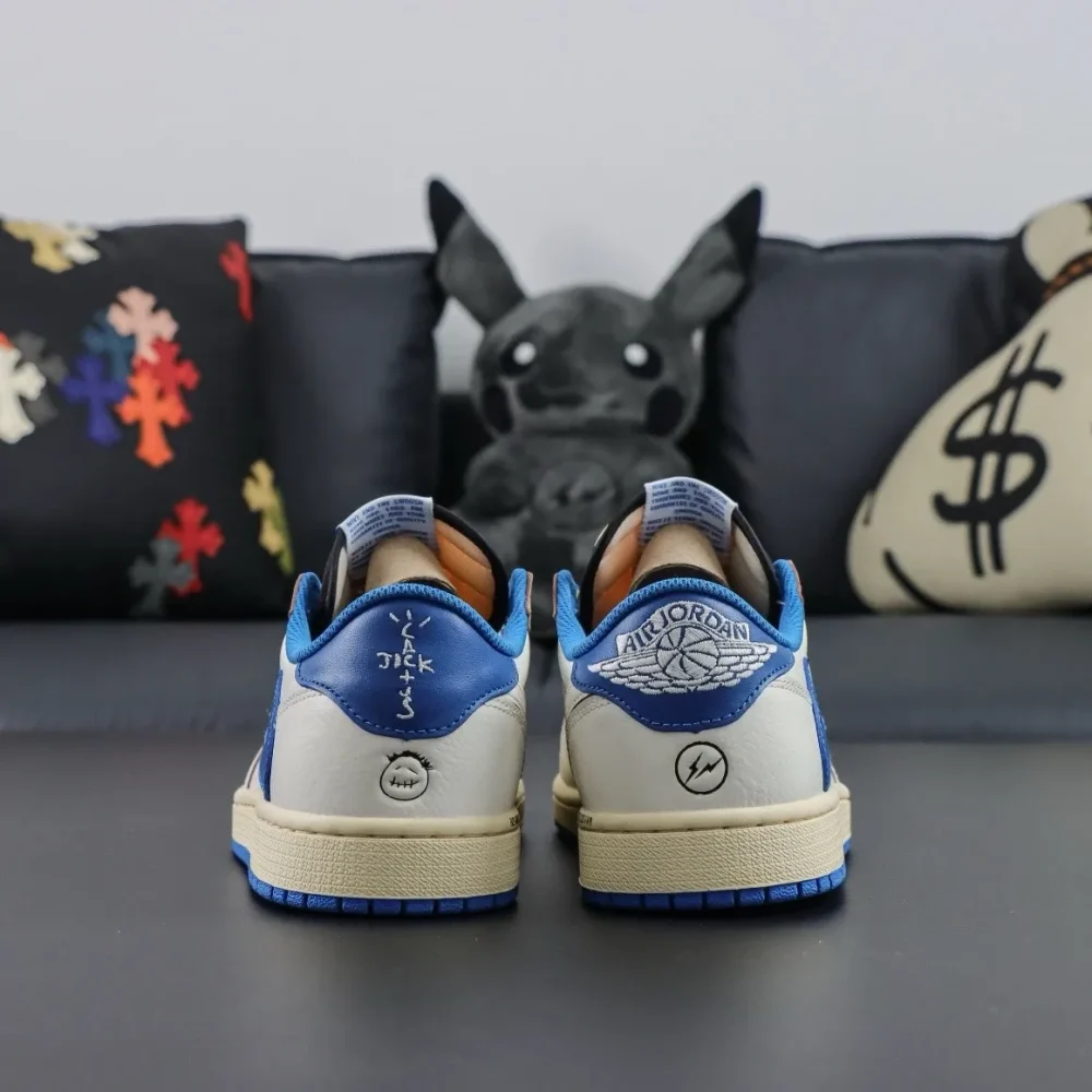 Fragment x Travis Scott x Air Jordan 1 Low White Cream Royal Blue - etkick reps au