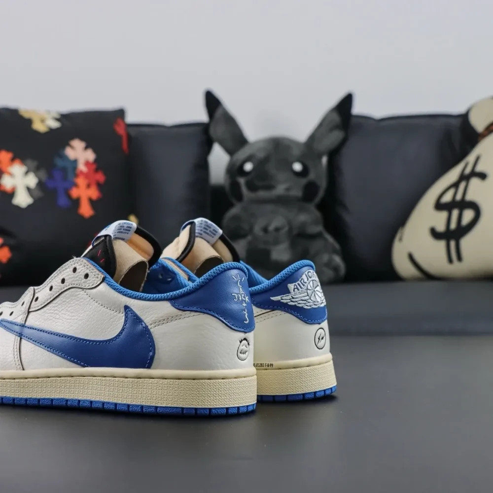 Fragment x Travis Scott x Air Jordan 1 Low White Cream Royal Blue - etkick reps au