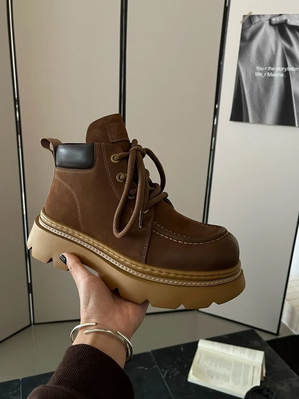 Martin Boots In Wool Version In Coffee Color - etkick reps au