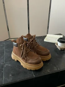 Martin Boots In Wool Version In Coffee Color