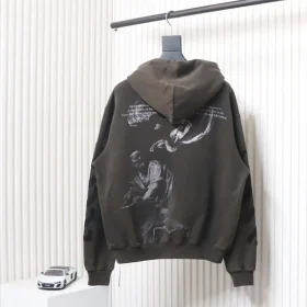 Off-White Hoodie With Washed Old Man Print