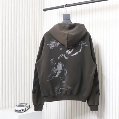 Off-White Hoodie With Washed Old Man Print - etkick reps au