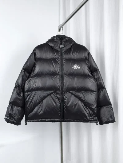 Stussy 22Fw Black-Pink Hooded Down Jacket - etkick reps au