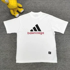 Balenciaga x Adidas short-sleeved T-shirt with embroidered lettering in white