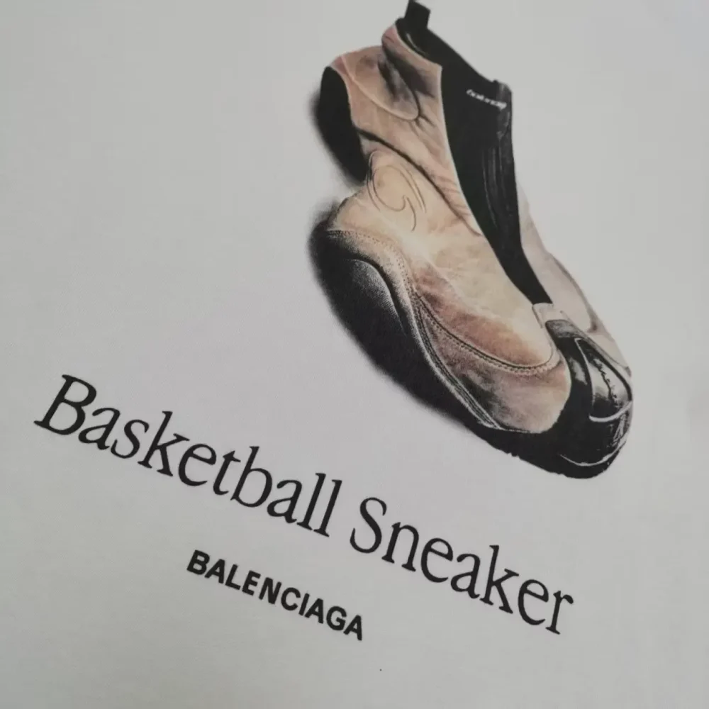 Balenciaga Shoes Front And Back Direct Print Short Sleeve T-Shirt Grey And White - etkick reps au