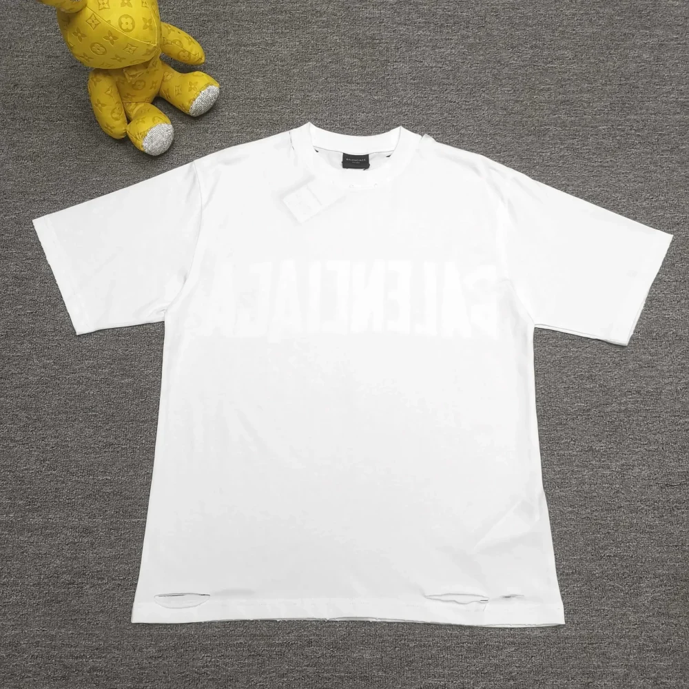 Balenciaga Tape Type T-Shirt Medium Cut In Raspberry White - etkick reps au
