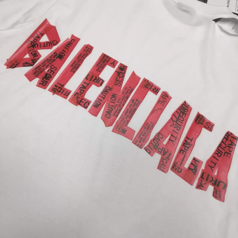 Balenciaga Tape Type T-Shirt Medium Cut In Raspberry White - etkick reps au
