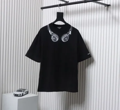 Balenciaga With Diamond Headphones Letter Logo Print T-Shirt - etkick reps au