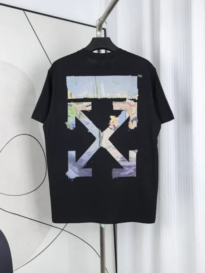 Off-White T-Shirt With Watercolor Oil Painting And Arrow Print - etkick reps au