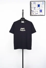 AMI Towel Embroidery Short Sleeve Black