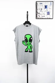 Balenciaga Sleeveless T-Shirt With Dissolving Alien Smiley Print