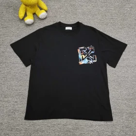 Off-White With Colorful Painted Words And A Loose Fit T-Shirt