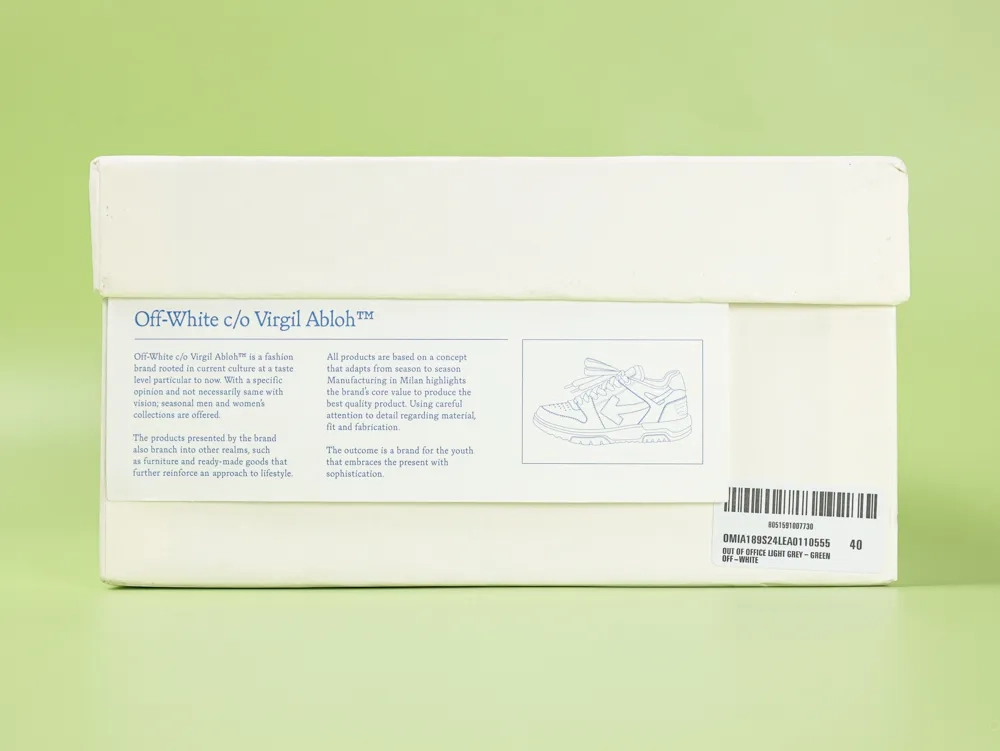 Off-White Out Of Office OOO Low Tops Light Gray Green - Image 3