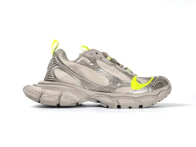 Balenciaga 3XL Taupe Neon Yellow Mesh and Polyurethane Sneakers