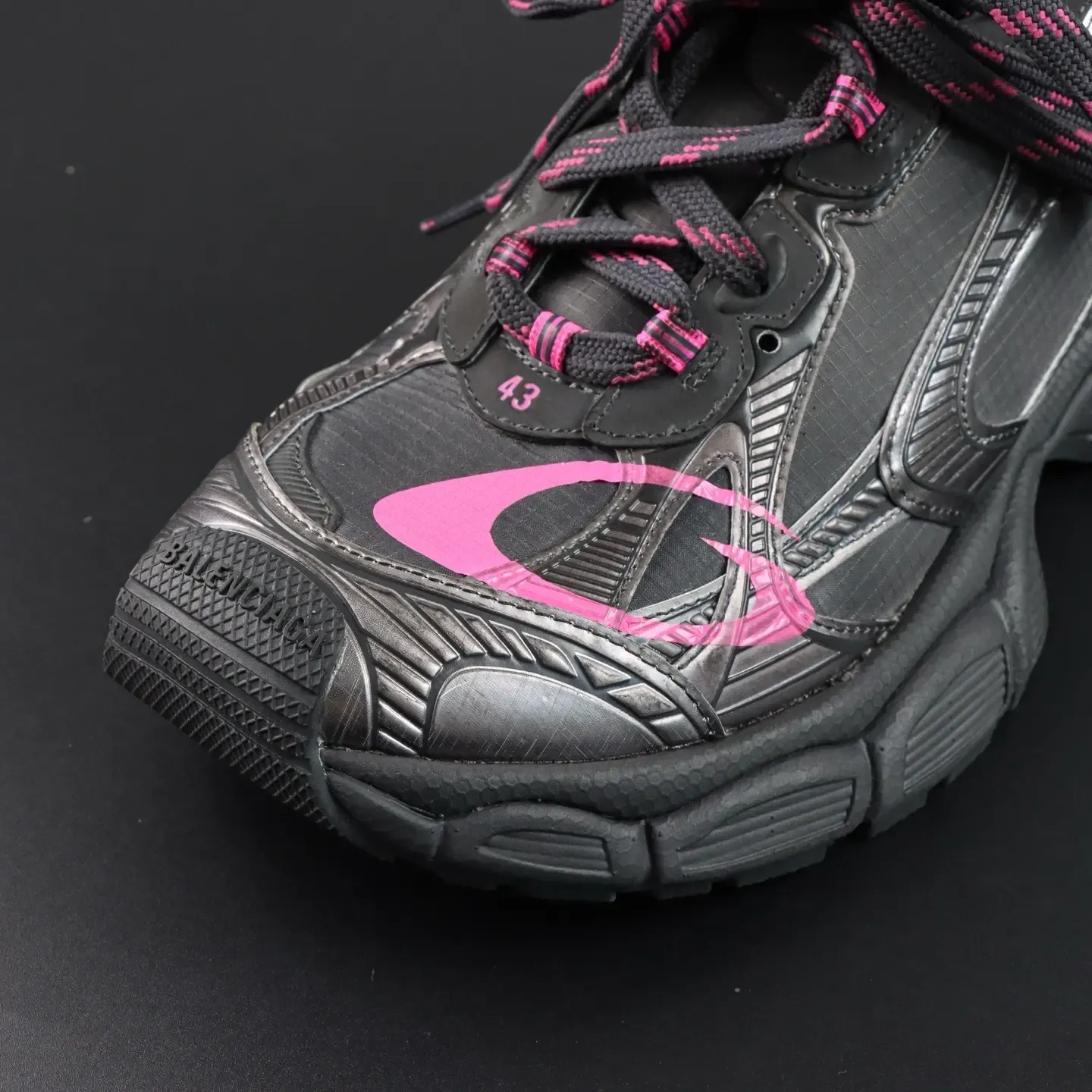 Balenciaga 3XL Black Gray Pink Low Top Sneakers - Image 12